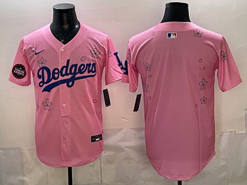 Men Nike 2026 Los Angeles Dodgers Blank Pink Sakura Edition Game MLB Jersey 004